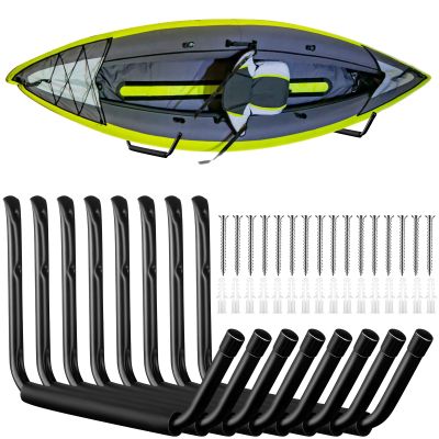 JaGely 8 Pcs Wall Mount Kayak Storage Rack 15Inch Garage Storage Heavy Duty Hooks Canoe Hanger Hooks Jumbo Arm Kayak Rack for Paddle Board, Ladder, Bicycle, Folding Chairs, Surfboard, Snowboard