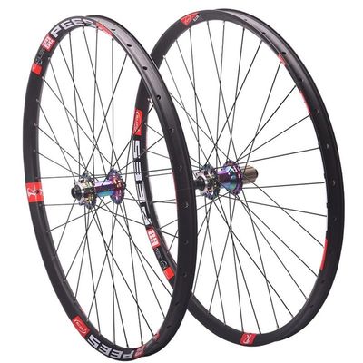 LSRRYD Mountain Bike Thru Axle Wheelset Mountain Bike Front Rear Wheel 26'' 27.5'' 29'' Disc Brake 8 9 10 11 12 Speed Cassette Bearing Hubs Bicycle Rims (Color : Multi-Colored Hub, Size : 27.5inch)