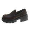 Leisure Women Artificial Leather Solid Color Autumn Thick Sole Square Heels Slip On Lazy Womens Shoes Low Heel Casual Size7