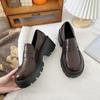 Leisure Women Artificial Leather Solid Color Autumn Thick Sole Square Heels Slip On Lazy Womens Shoes Low Heel Casual Size7 view 3