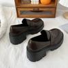 Leisure Women Artificial Leather Solid Color Autumn Thick Sole Square Heels Slip On Lazy Womens Shoes Low Heel Casual Size7 view 4