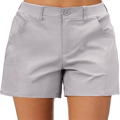 Luvamia Trendy Casual Summer High Waisted Chino Shorts with Pockets - Ribbed Elastic Waist - Comfy Shorts for Women - Light Gray - Size 20, 22