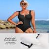Charmo Women's One Piece Swimsuit with Wide Straps Tummy Control Bathing Suits Zipper Front Swimwear Black view 2