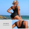 Charmo Women's One Piece Swimsuit with Wide Straps Tummy Control Bathing Suits Zipper Front Swimwear Black view 3