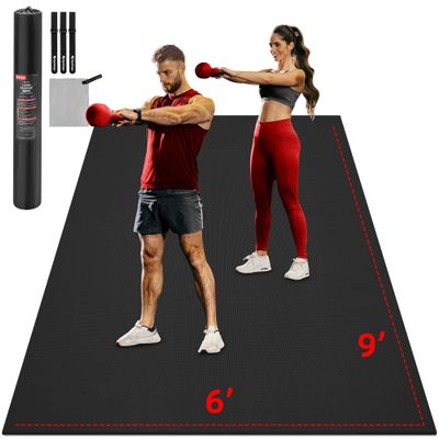 GymCope Extra Large Exercise Mat, 10'x6'/9'x6'/8'x6'/7'x5'/6'x4'(8mm) Thick Workout Mat for Home Gym & Garage Flooring, Shoe-Friendly, High-Density, MMA, HIIT, Weight Lifting, Cardio&Strength