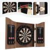banborba Wall-Mounted Dartboard, Dart Boards Set for Adults, Classic Dartboard Cabinet with 6 Darts & Practical Scoreboard, Ideal for Playing with Your Friends, Family, Coworkers - Brown view 4