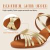 SWDZM Women Latin Dance Shoes Satin Professional Ballroom Salsa Practice Performance Dance Shoes,Gold,Heel 2 inch,Suede Sole,US 8.5 view 3