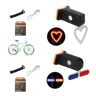 2 Pieces Universal Led Bike Flowing Taillight,Bicycle LED Dripping Tail Light for Any Type of Seatpost,USB Rechargeable,Water Resistant,Bicycle Tail Light for Safe Night Ride (Love+Warning Light)