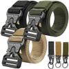 KingMoore 3 Pack Tactical Belt for EDC Battle Military Utility Combat Gear, Heavy-Duty Quick-Release Metal Buckle with Extra Molle Key Ring Holder (3 Pack(Black+Khaki+Army green), Waist:36"-41") view 1
