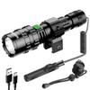 NAKCNM Tactical Flashlight with Picatinny Rails Mount, 3000 Lumen Weapon Light Rechargeable 5 Modes, Remote Pressure Switch Included for Hiking Outdoor Activities view 1