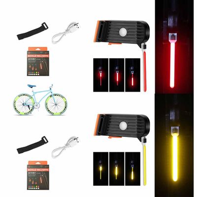 2 Pieces Universal Led Bike Flowing Taillight,Bicycle LED Dripping Tail Light for Any Type of Seatpost,USB Rechargeable,Water Resistant,Bicycle Tail Light for Safe Night Ride (Red+Yellow)