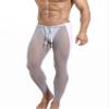 YONGHS Men Mesh Muscle Leggings Low Waisted Rave Long Pants Stretchy Holiday Trousers Summer Loungewear Grey Medium view 4