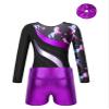 Aislor Kids Girls Printed Patchwork Long Sleeve Gymnastics Dance Leotard Unitard with Athletic Shorts Hair Band Set Dark Pegasus 14 Years view 4