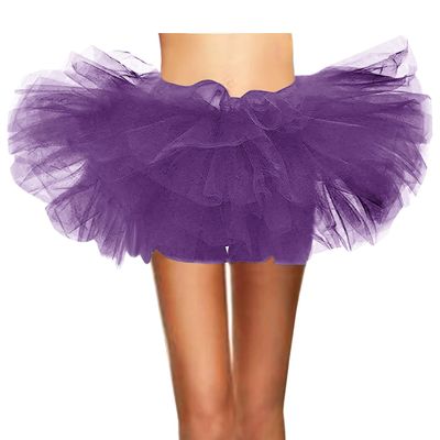 WDPL Women's Mini Ballet Halloween Tutu Costume Tulle Skirt Purple-36 Medium
