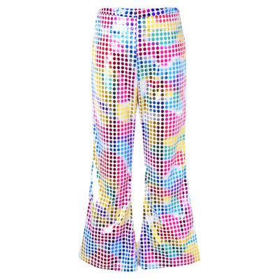 Linjinx Kids Shiny Metallic Flare Pants Girls Elastic Waistband Wide Leg Bell Bottom for Performance Party Colorful A 2-3 Years