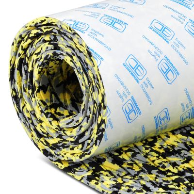 OCEANBROAD Self-Adhesive 96''x16'' Camouflage Boat Flooring Non-Slip EVA Foam Sheet Marine Grip Mat for Jon Boats Surfboard SUP Paddle Board Kayak Yacht, Camo Yellow