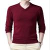UNeedVog Men's Pullover Sweaters V-Neck Slim Fit Knitted Jumpers Casual Long Sleeve Solid Sweater Red view 1