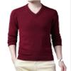 UNeedVog Men's Pullover Sweaters V-Neck Slim Fit Knitted Jumpers Casual Long Sleeve Solid Sweater Red view 2