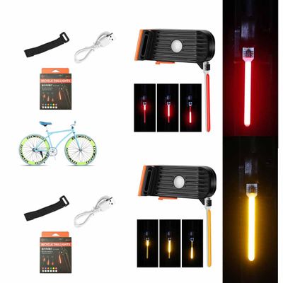 2 Pieces Universal Led Bike Flowing Taillight,Bicycle LED Dripping Tail Light for Any Type of Seatpost,USB Rechargeable,Water Resistant,Bicycle Tail Light for Safe Night Ride (Red+Orange)