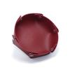 2PCS Black and Red PU Leather Tray Round Leather Valet Tray for Women Jewelry Key Tray Organizer Desk Storage Plate for Key Coin Phone Jewelry Wallet Watch Rings Sunglasses view 2