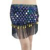 Belly Dance Hip Scarf, Sweet Belly Dance Skirt Wrap Performances Bling Sequins Tassels Belly Dancing Costume for Womens Black view 1
