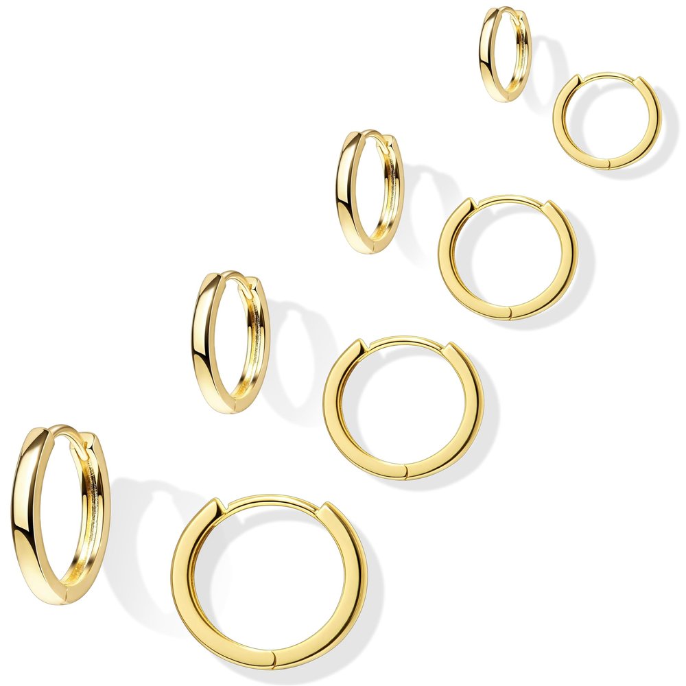 Gold Earrings Set for Women Men Trendy Simple Thin Small Cute Huggie Hoop Earring Stacks Hypollagenic Cartilage Earrings for Multiple Piercing Lightweight Mini Dainty Clip On Jewelry Gifts