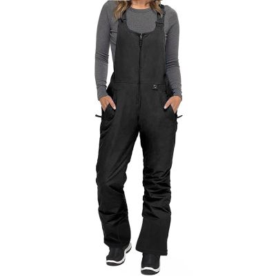 FOMOYUU Women Ski Bib Pants Snow Overalls Sleeveless Snowboard Waterproof Insulated Winter Warm Fleece Windproof Jumpsuit (Black, M)