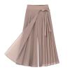 YOLAI White Flowy Dance Pants for Women Shiny Wide Leg Pants Sparkly High Waisted Bell Bottom Flare Pants (Black, L) view 1