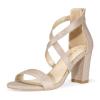 ZURIN Women's Strappy Block Heels Chunky High Heels Sandals Open Toe Ankle Strap Pumps Dress Shoes for Wedding Bridal Evening Party Prom Gold Glitter view 1