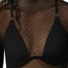 Sheer Mesh Long Sleeve Layering Top for Women Mock Neck Floral Lace Tshirt See Through Tee Shirt Blouse(Dot Black,X-Large view 4