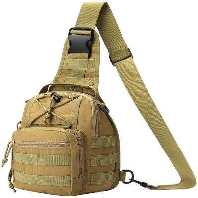 HOW'ON Hunting Backpack Waterproof Sling Shoulder Bag Small Carry Pouch Khaki