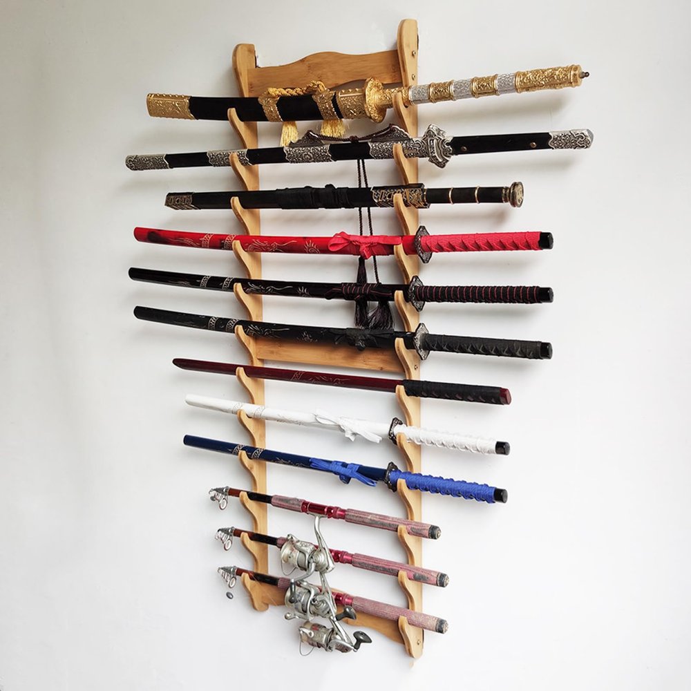 SUYUDD Sword Stand Katana Stand Holder Display Hanger for Martial Arts Katana Wakizashi Tanto Display Stand Support All Swords 1-12 Layer