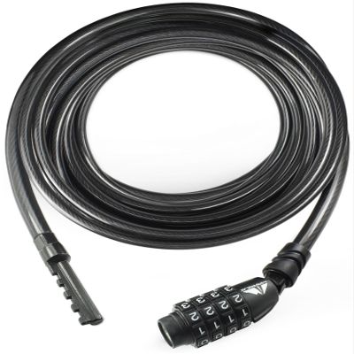 MARQUE Straight Combination Bike Lock Cable - 3/8 inch (5FT, 10FT, 15FT, 25FT) Resettable Combination Lock, Anti-Theft Security Cable for Bicycles, Kayaks, Paddle Boards, Gates&Outdoor Gear (25 FT)