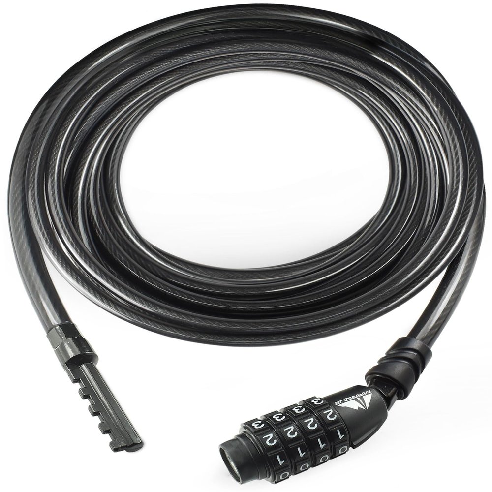 MARQUE Straight Combination Bike Lock Cable - 3/8 inch (5FT, 10FT, 15FT, 25FT) Resettable Combination Lock, Anti-Theft Security Cable for Bicycles, Kayaks, Paddle Boards, Gates&Outdoor Gear (25 FT)