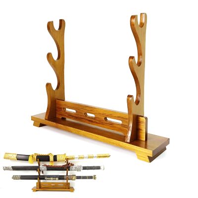SUYUDD Sword Holder Wooden Samurai Sword Katana Wakizashi Tanto Holder Stand Dispaly 1/2/3 Layer