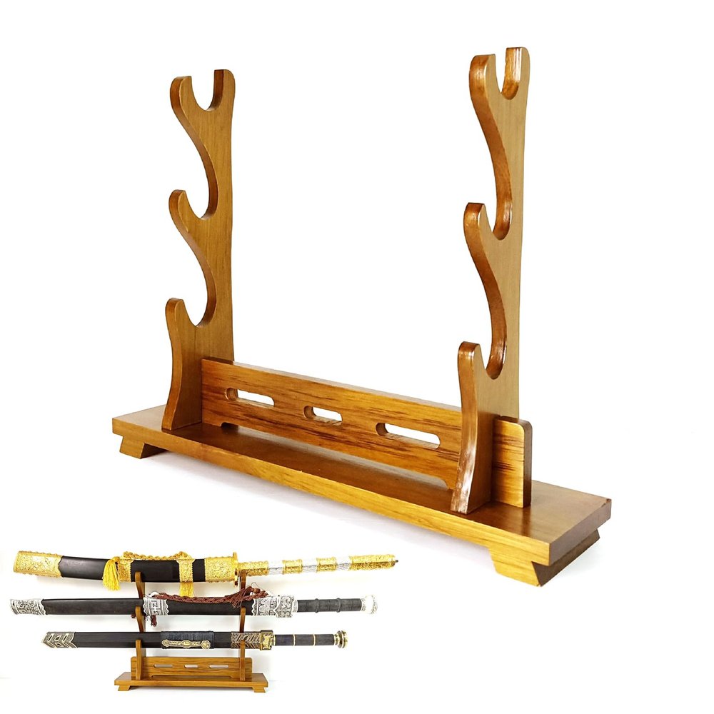 SUYUDD Sword Holder Wooden Samurai Sword Katana Wakizashi Tanto Holder Stand Dispaly 1/2/3 Layer