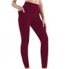 Leggings with Pockets for Women Cross High Waisted Tummy Control Workout Yoga Pants Fashion Casual Workout Leggings Wine view 1