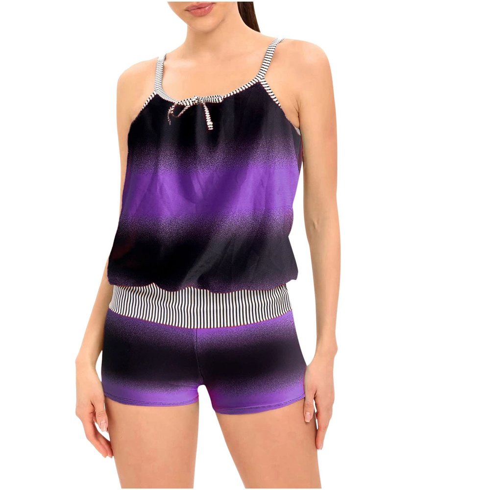 asntrgd Blouson Tankinis Swimwear for Women Sexy 2 Piece Gradient Color Bathsuit Built in Bra Swimsuits Tank Tops with Bottom
