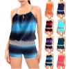 asntrgd Blouson Tankinis Swimwear for Women Sexy 2 Piece Gradient Color Bathsuit Built in Bra Swimsuits Tank Tops with Bottom view 2