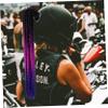 SUPVOX 1pcs Helmet Decoration Braid Wig Reusable Motorcycle Helmet Ornament Suction Cup Black Purple and Blue for Unique Styling view 4