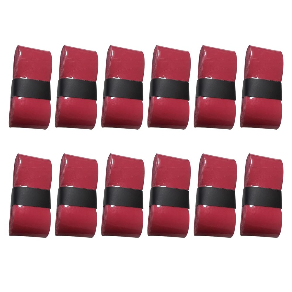 cdar 12Pcs Pickleball Grip Tapes, Pickleball Grip Tapes Self-Adhesive Slip Resistant Super Absorbent Vivid Color Universal Tennis Racket Grip Tape Overgrip Wine Red