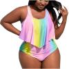 asntrgd Recommended for me Warehouse Amazon Warehouse Deals Womens Bathing Suits with Shorts Plus Size Modest Ruched Drawstring Front Tankinis Two Piece Bathsuit Swimsuits view 4