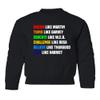 superhotapparel Dream Like Martin Think Educate Challenge Believe MLK Youth Crewneck Sweatshirt (Black, Youth Large) view 1