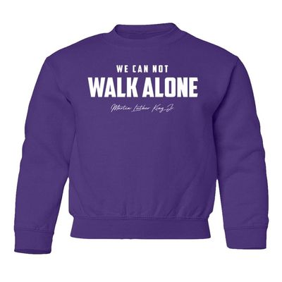 superhotapparel We Can Not Walk Alone MLK Day Holiday Celebration Youth Crewneck Sweatshirt (Purple, Youth Small)