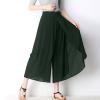 YOLAI Chiffon Pants for Dance High Waisted Dance Pants Girls Women's Boho Casual Wide Leg Palazzo Lounge Pants (Green, L) view 2