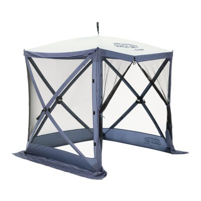 CLAM Pop Up Screen Tent, 6' x 6' Outdoor Camping Gazebo, Portable 4-Sided Canopy with Ground Stakes & Carry Bag, Traveler, Blue