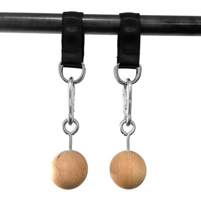 HERCHR Rock Climbing Training Pull Up Ball Hold Grips, Wooden Non-Slip Hand Grips Balls & Straps for Strength Training, Forearm and Chin Up Bar, Kettlebell, Barbell, Home Gym Workout