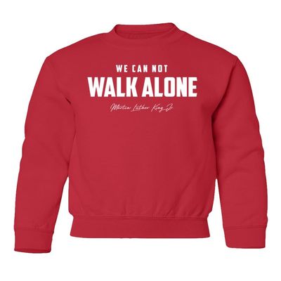 superhotapparel We Can Not Walk Alone MLK Day Holiday Celebration Youth Crewneck Sweatshirt (Red, Youth Small)