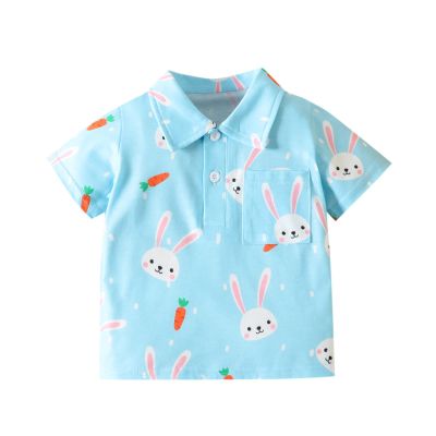 Long Sleeve 2t Toddler Boys Girls Short Sleeve Easter Cartoon Rabbit Printed Kids Tops T Shirt (Blue, 18-24 Months)