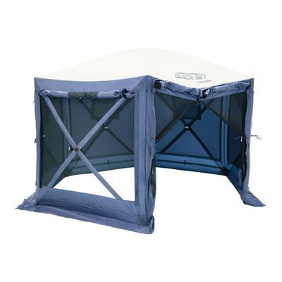 CLAM 12.5 x 12.5 Feet Quick-Set Pavilion Portable Outdoor Canopy Shelter, Slate Blue  Pop-Up Gazebo Camping Tent with Wind Panels and Bug Mesh Screen